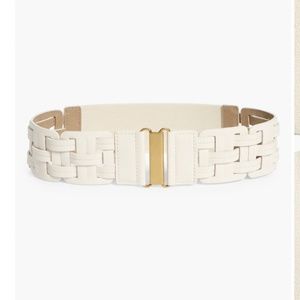 NORDSTROM Treasure & Bonds Oversize Braided Stretch Ivory & Gold Belt Size L/XL
